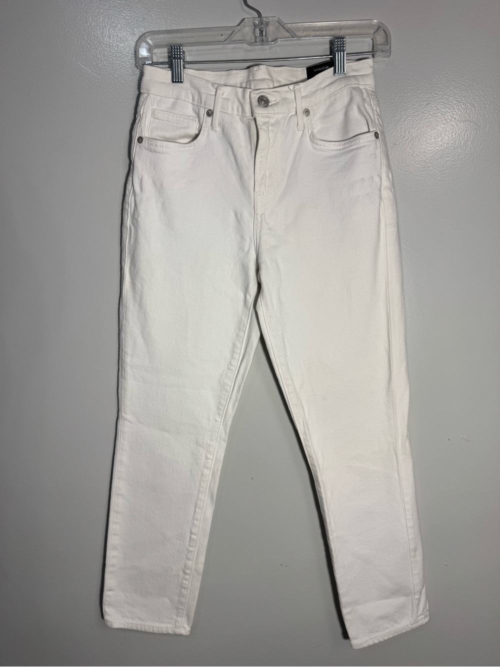 Vince women’s white denim cropped jeans.